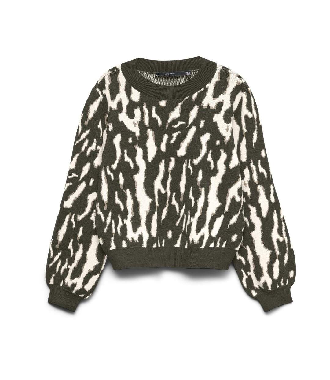 Pull blanc/marron femme vero moda nancy-1