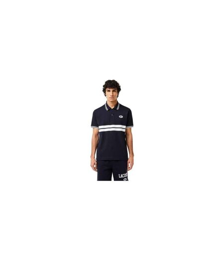 Mens Striped Premium Cotton Polo Shirt Black Lacoste