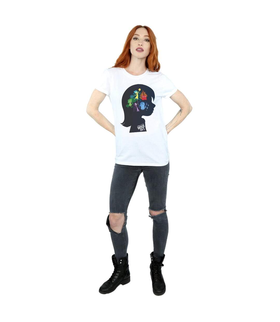 Disney Femme/Les femmes - T-shirt boyfriend en coton avec silhouette Inside Out (Blanc) - UTBI48872-4
