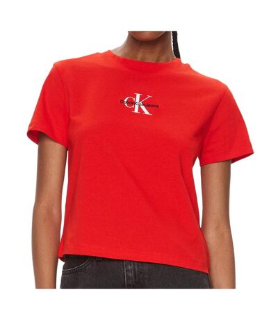 T-shirt Rouge Femme Calvin Klein Jeans Monologo Baby - M