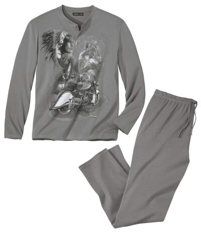 Men's Grey Printed Pyjamas 