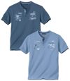 Pack of 2 Men's Henley T-Shirts - Blue Atlas For Men