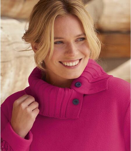 Bestickter Fleece-Pullover im Tunika-Stil