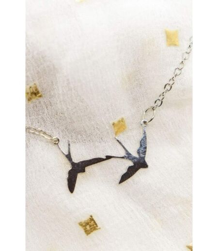 Two Bird Silver &amp; Gold Necklace, Nature Birds Charm, Simple Pendant for women