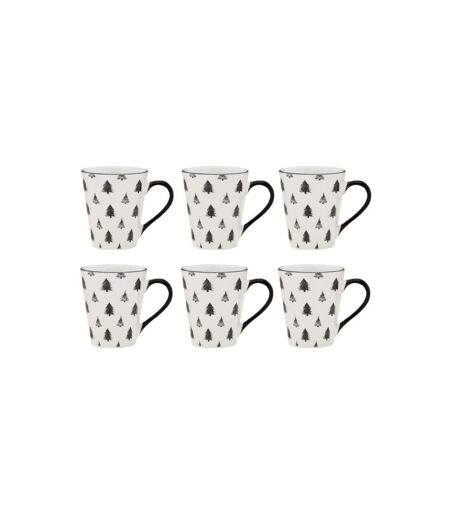 Vaisselle sapin en porcelaine noires et blanches (lot de 6) Tasse