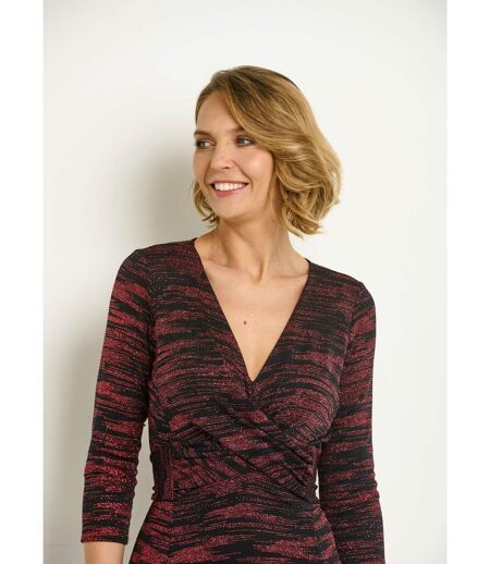 Robe décolleté V drapé maille métallisée