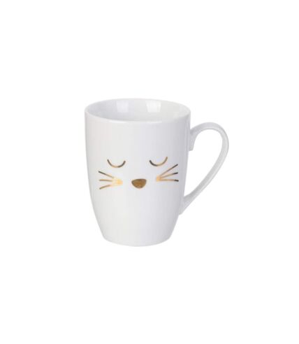 Mug Déco avec Cuillère Chat 11cm Blanc