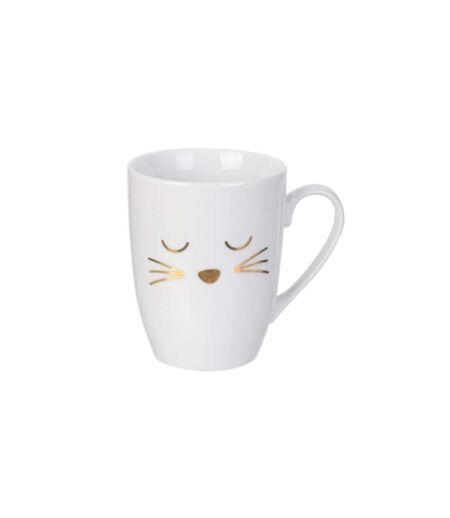 Mug Déco avec Cuillère Chat 11cm Blanc