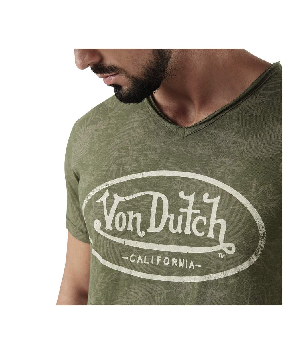 T-shirt homme col v avec traitement en coton Ron Vondutch-2