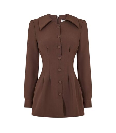 Robe Courte Motif/style Plissé Femme Marron Rougeâtre Odd Muse
