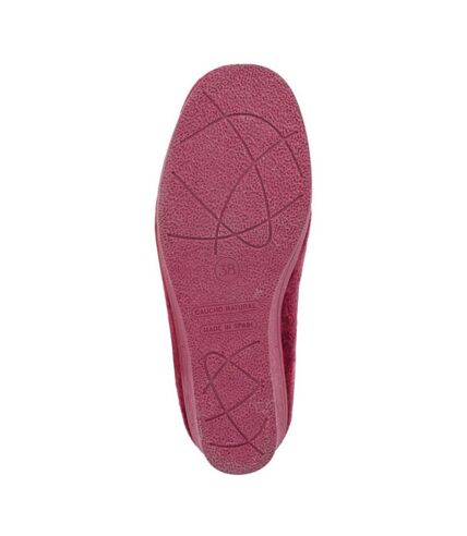 Womens/ladies dawn slippers burgundy/ocelot Sleepers