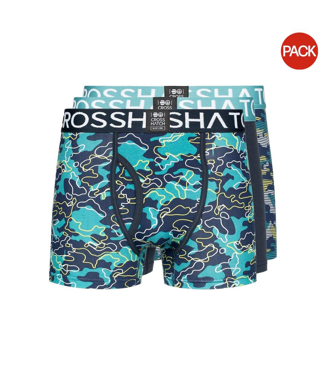 Pack of 3  Mens linamo mve open fly boxer shorts  teal Crosshatch-1