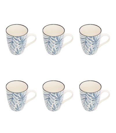 Lot de 6 Mugs en Porcelaine Umami Feuille 31cl Bleu