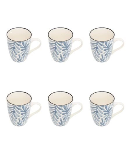 Lot de 6 Mugs en Porcelaine Umami Feuille 31cl Bleu