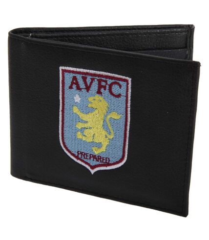 Aston Villa FC Mens Official Leather Wallet With Embroidered Football Crest (Black) (One Size) - UTSG601