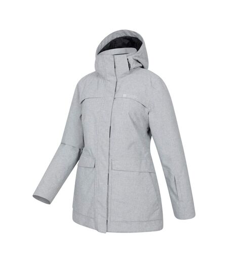 Womens/ladies Snowdrift Waterproof Ski Jacket Light Grey Mountain Warehouse