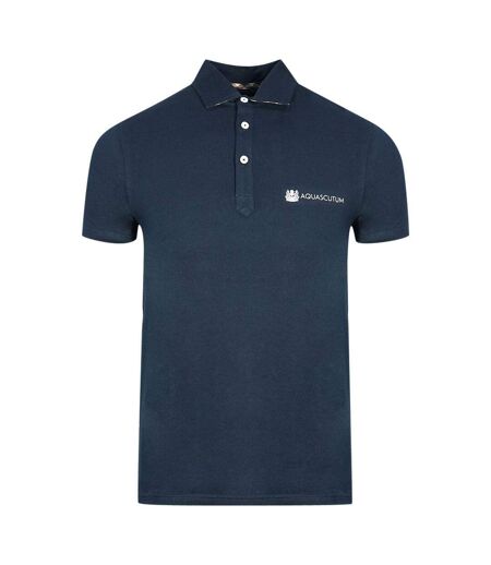 Unisex Adult Aldis Block Logo Polo Shirt Navy Blue Aquascutum