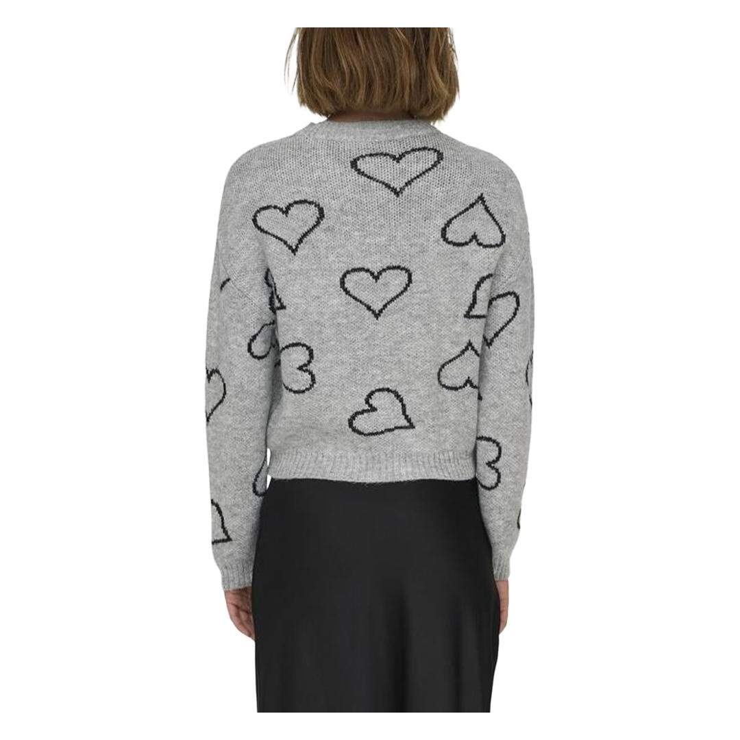 Pull Gris/Noir Coeur Femme Only Happie - L-2