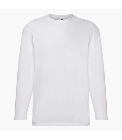 Fruit Of The Loom Mens Valueweight Crew Neck Long Sleeve T-Shirt (White)