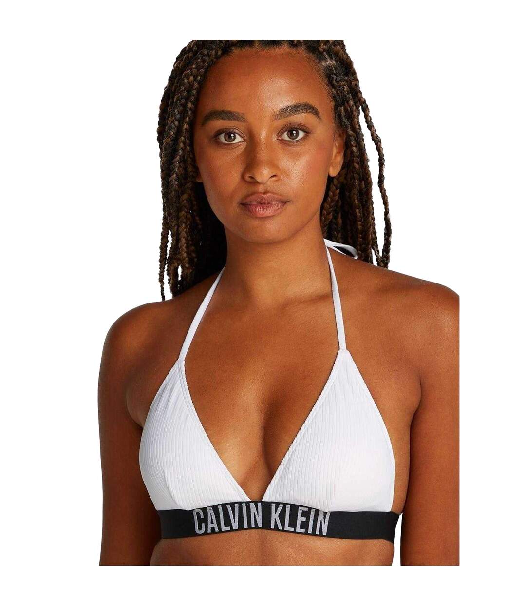Womens/ladies Triangle Cups Bikini Top Brilliant White Calvin Klein-4