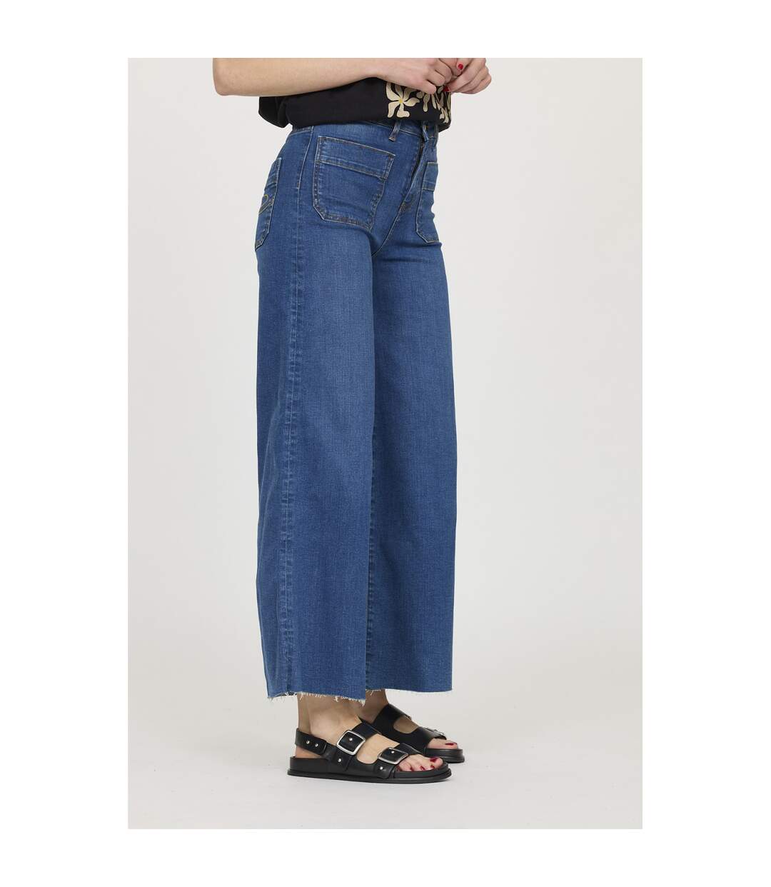 Jean coton cropped flare JOULIA-4