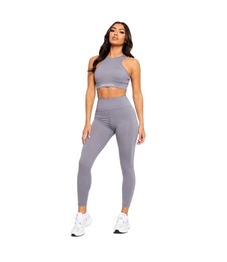 Womens/ladies Racerback Gym Sports Bra Grey Missy Empire