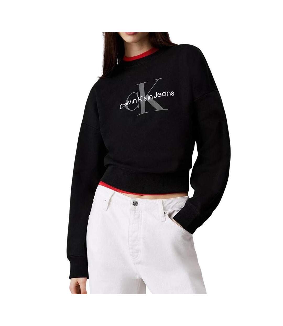 Sweat noir femme calvin klein jeans lv047b234g-1