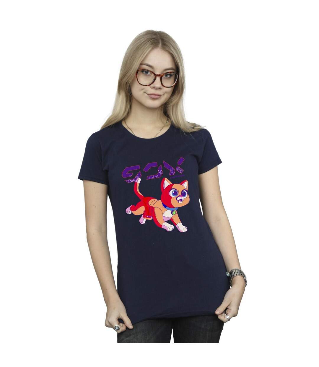 Disney T-shirt en coton mignon Lightyear Sox Digital Womens/Ladies (Bleu marine) - UTBI29262-2