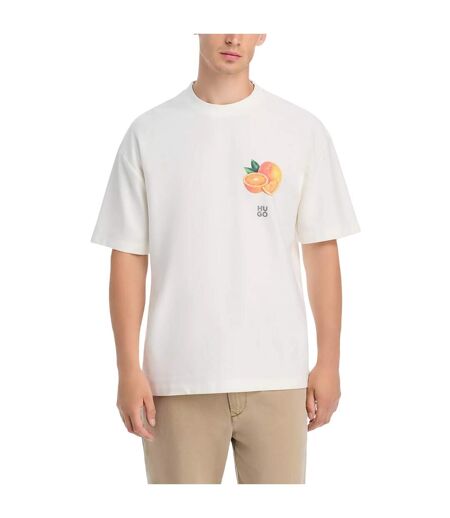 Mens Orange Crew Neck Regular T-shirt Natural Hugo