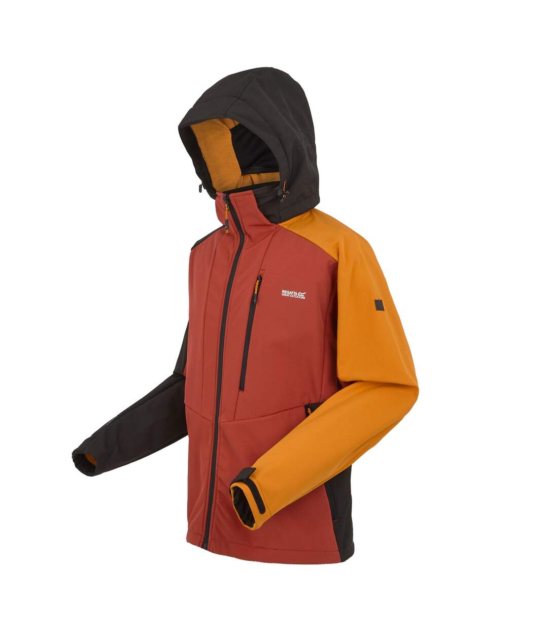 Mens hewitts x colour block soft shell jacket red ochre/black Regatta