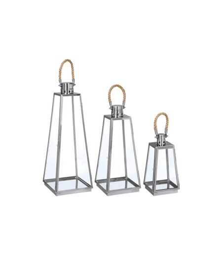 Lot de 3 Lanternes Exterieur Vérone 73cm Inox & Verre