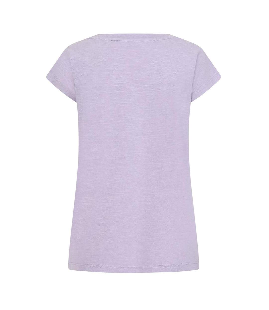 Womens/ladies V Neck T-shirt Lilac Lazy Jacks-3