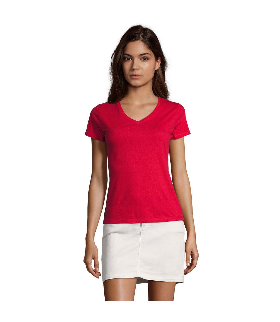 Womens/ladies imperial v neck t-shirt red SOLS