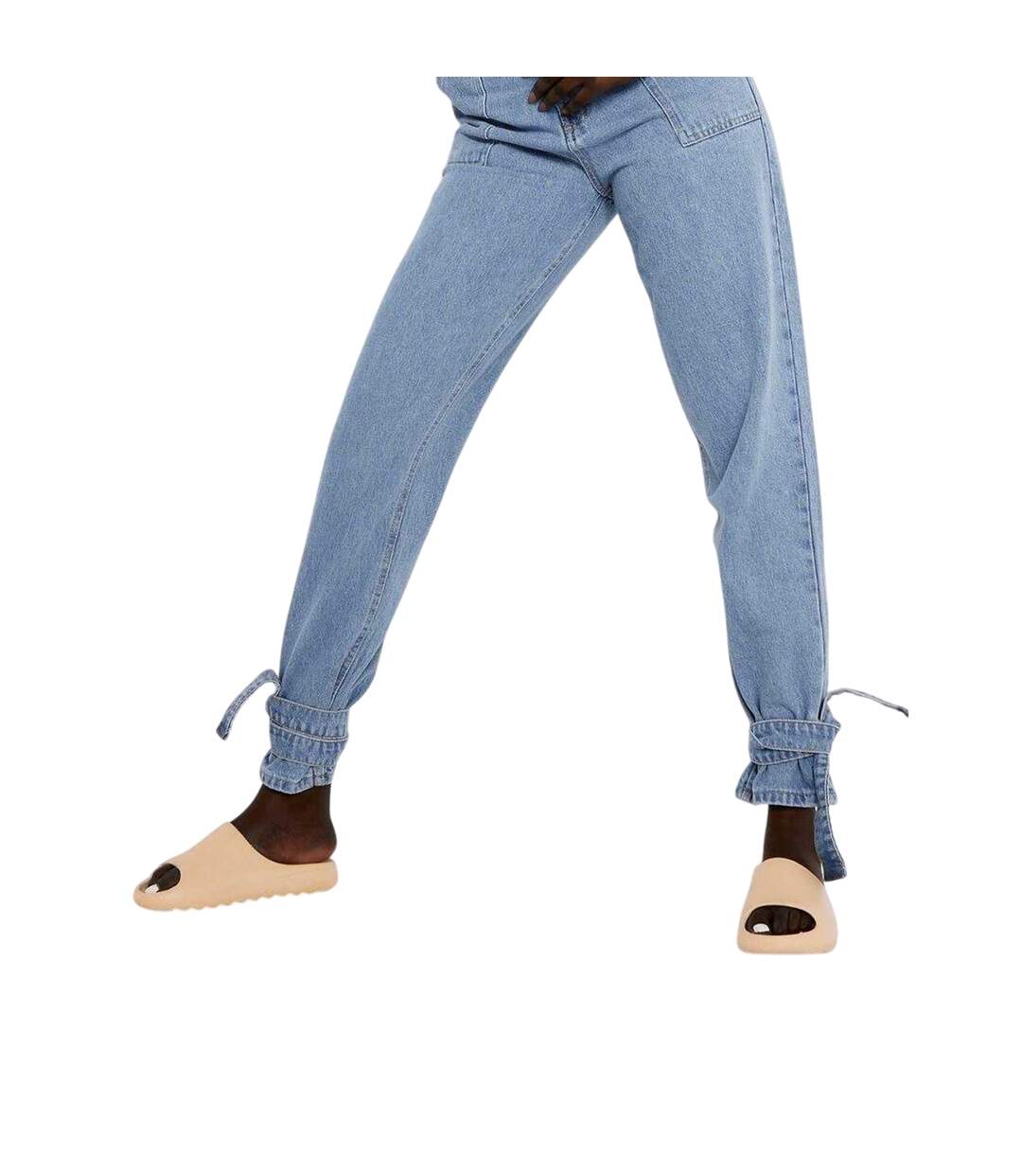 Womens/ladies Denim Tie Up Relaxed Fit Jeans Blue Missy Empire-3