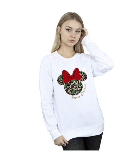 Disney Sweat-shirt de Noël Minnie Mouse léopard Femme/Ladies (Blanc) - UTBI29364