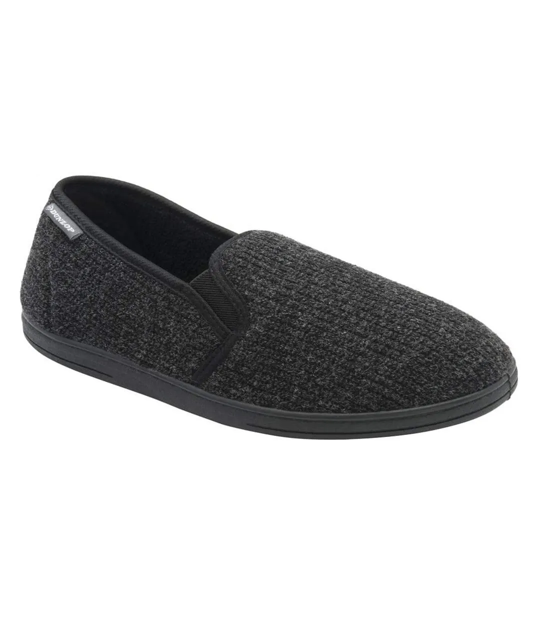 Dunlop - Chaussons homme à mémoire de forme noirs en velours côtelé-4