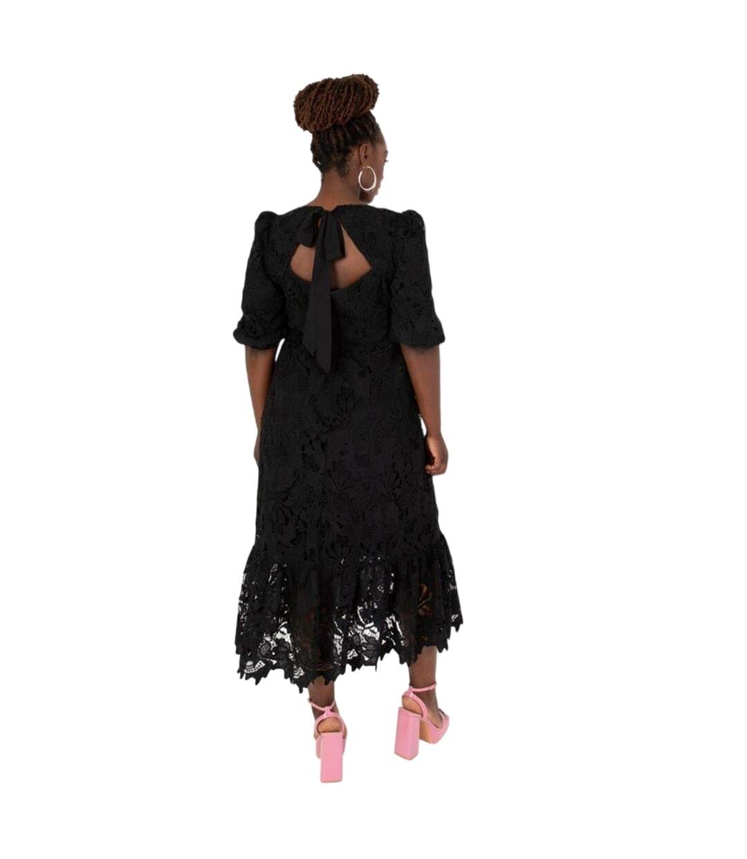 Robe Mi-longue Manches ¾ Femme Noir Maya Deluxe-2