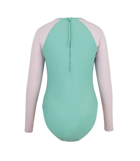 Maillot De Bain 1 Pièce Manches Longues Femme Rose Vert SoulCal