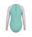 Maillot De Bain 1 Pièce Manches Longues Femme Rose Vert SoulCal-1