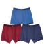 Pack of 3 Men's Plain Boxer Shorts - Blue Red Navy