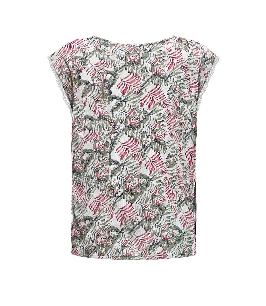 T-Shirt vert/beige femme only selina-2