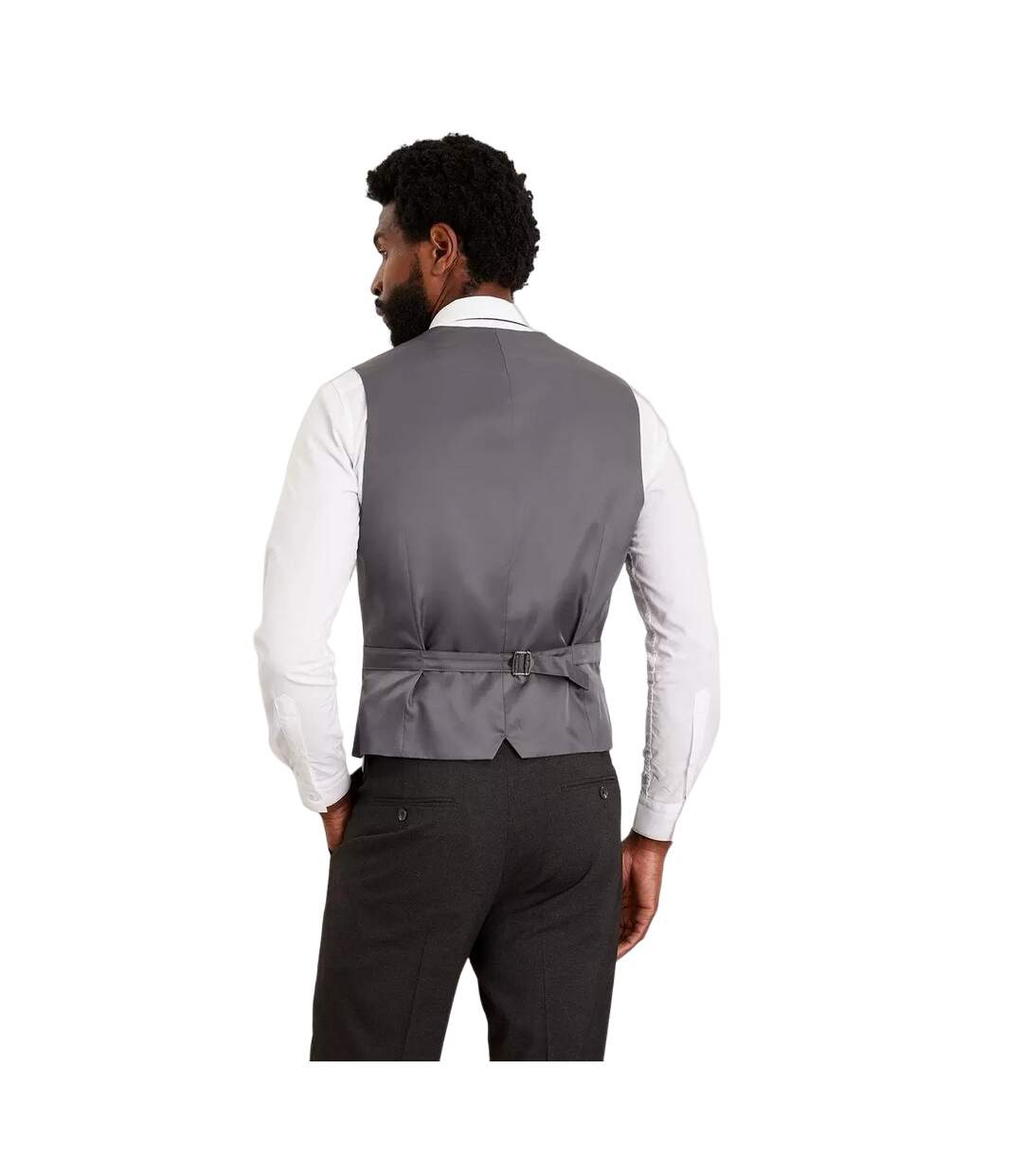 Mens essential plain tailored waistcoat charcoal Burton-2