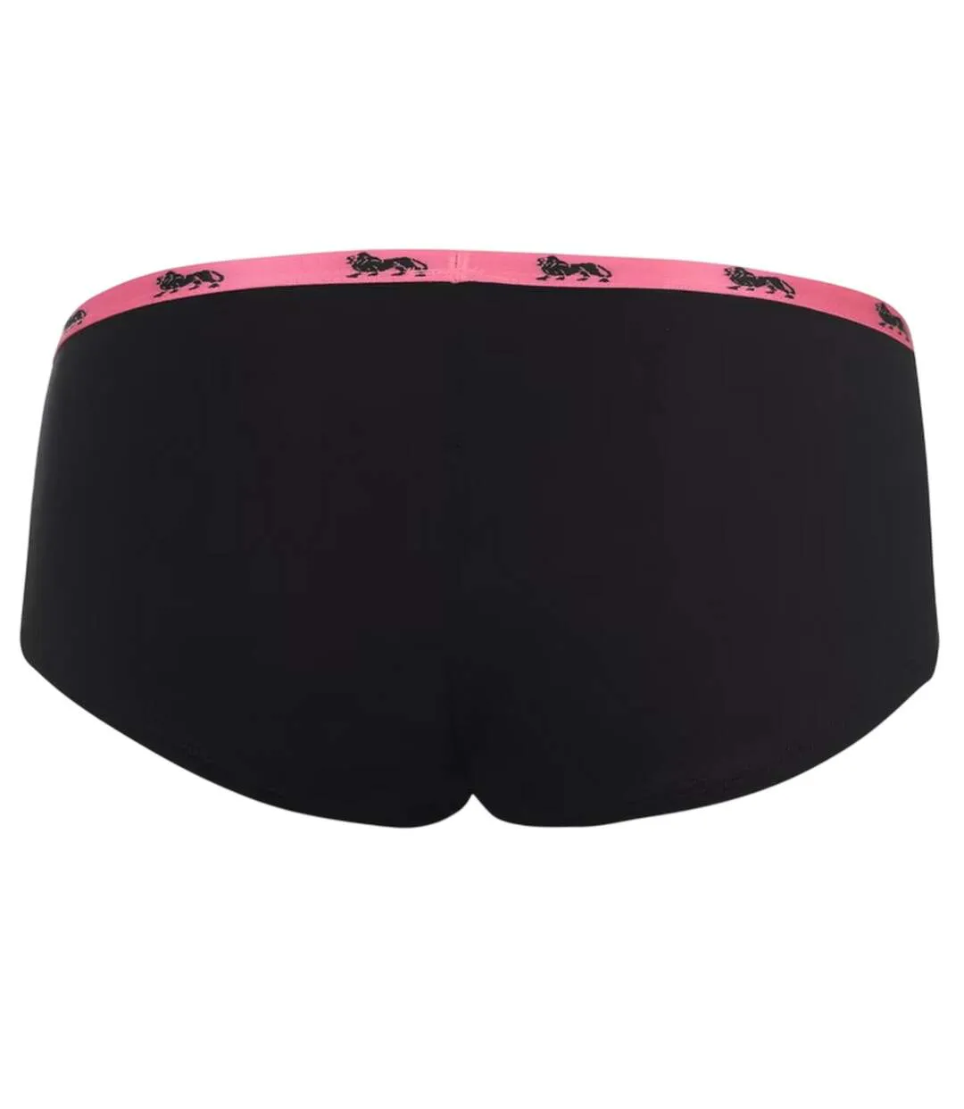 Womens/ladies Logo Cotton Briefs Black Fluorescent Pink Lonsdale-2