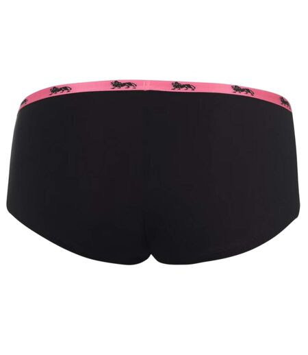 Womens/ladies Logo Cotton Briefs Black Fluorescent Pink Lonsdale