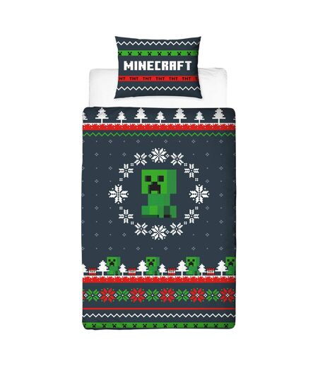 Pixel Christmas Reversible Duvet Set Multicoloured Minecraft