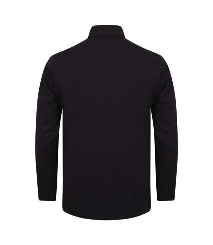 Henbury Mens Long Sleeve Cotton Rich Roll Neck Top / Sweatshirt (Navy)