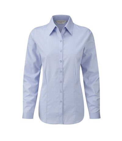 Russell Ladies/Womens Herringbone Long Sleeve Work Shirt (Light Blue) - UTBC2740