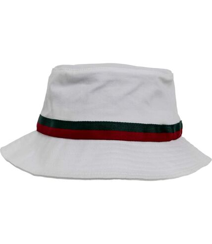 Flexfit By Yupoong Stripe Bucket Hat (White/Fire Red/Green) - UTRW7550