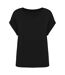 Womens/ladies roll sleeve t-shirt black Native Spirit-1