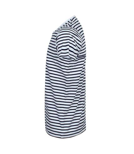 SF Unisex Adult Striped T-Shirt (White/Oxford Navy) - UTPC5933